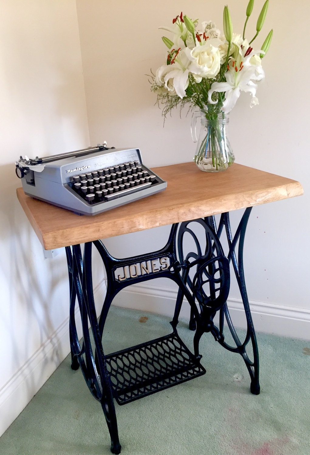 Vintage Jones Sewing Machine Table Antique Industrial Singer