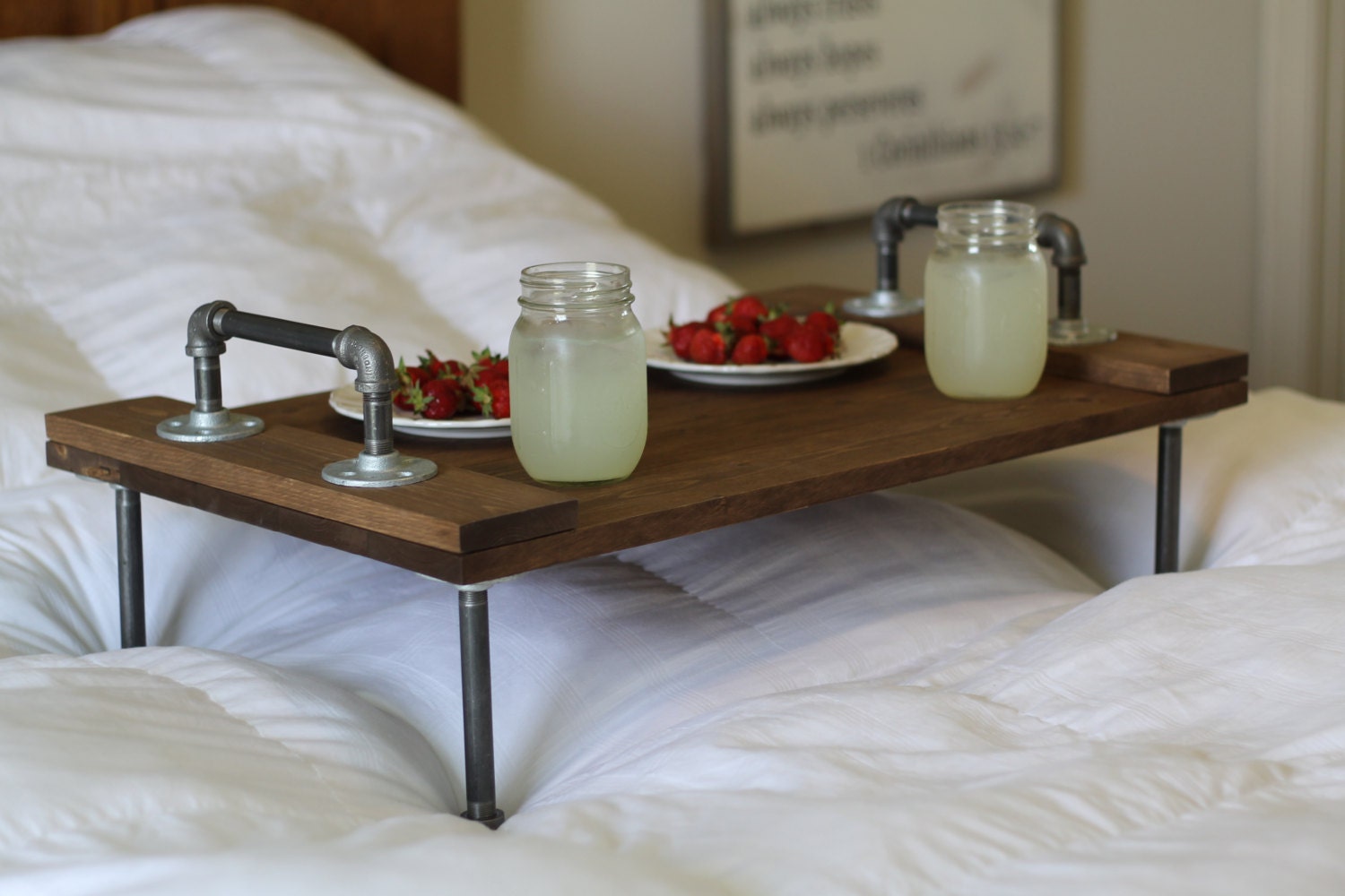 Rustic Industrial Wooden Bed Tray Rustic by DunnRusticDesigns