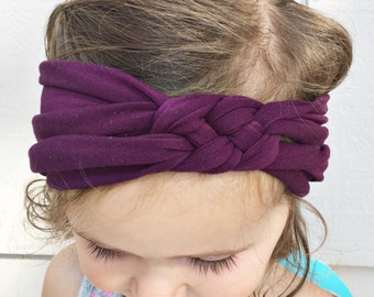 Solid Eggplant sailors knot headband