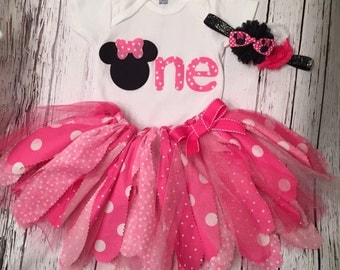 Minnie Mouse Birthday Outfit. Minnie First Birthday Outfit. Minnie Mouse Tutu. Minnie Bodysuit. Minnie Shirt.