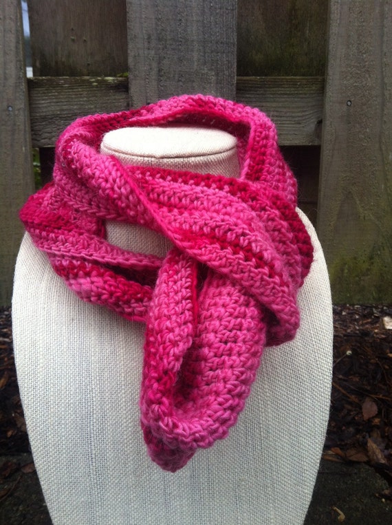 Crochet Pink Infinity Scarf Handmade Pink Infinity Scarf