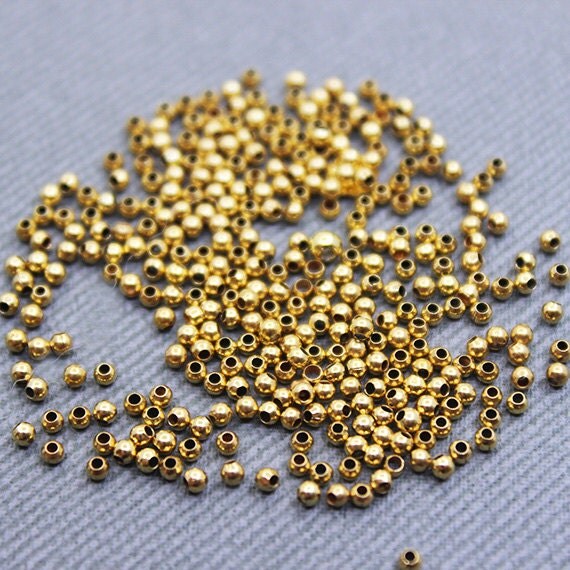 100 pcs 2mm Round Beads 22K Gold Plated TM2005 Gold Plated