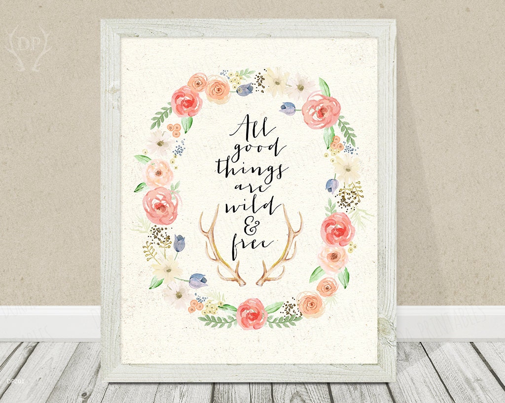 Flower wreath inspiration quote printable bohemian pastel