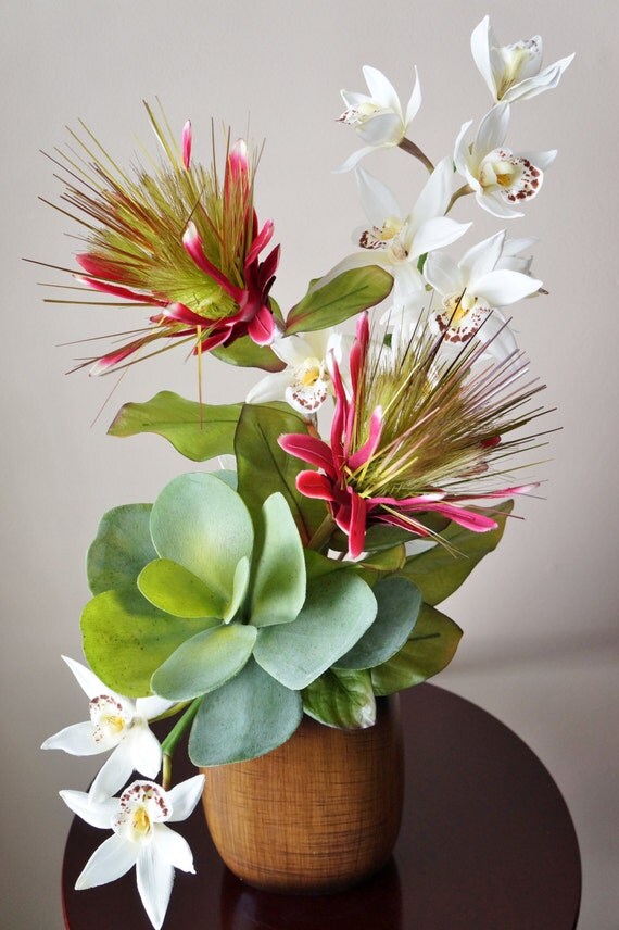 Silk Flower Arrangement Tropical Flower Arrangement with