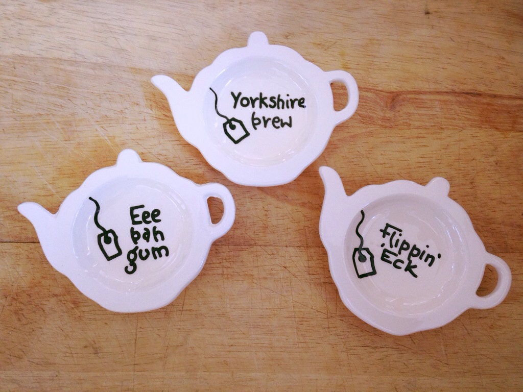 Teapot tea bag holder Yorkshire collection plate gift birthday