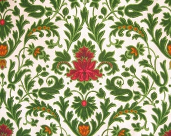 FRENCH 60s CURTAINS / Romanex de Boussac / One pair / Mid Century / Retro / 60s / Voltaire designed by Laurent Steve / Green / Floral