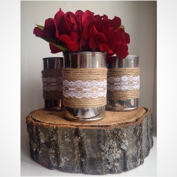 Set of 3 Shabby Chic Tin Can Centerpiece by ReconditionaILove