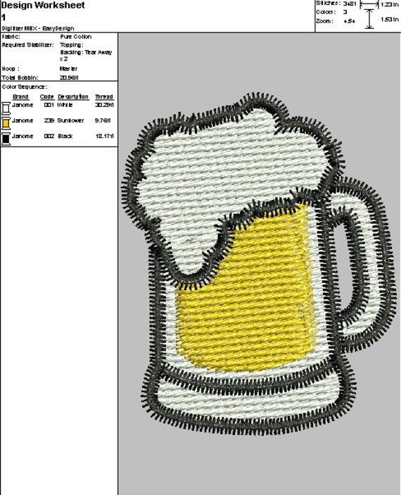 Embroidery Digital File Beer Mug by DixieCharmm on Etsy