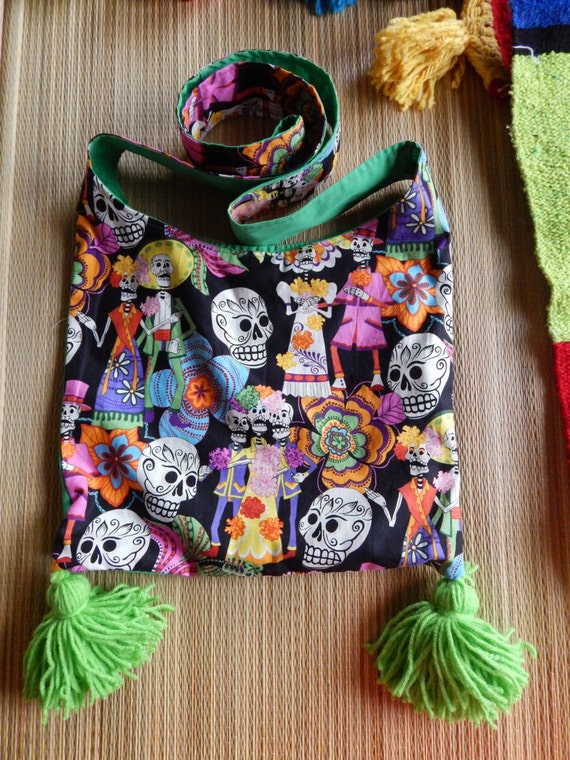 Sugar Skull Bag Day of the Dead Bag Dia de los by NOMADSTRADE