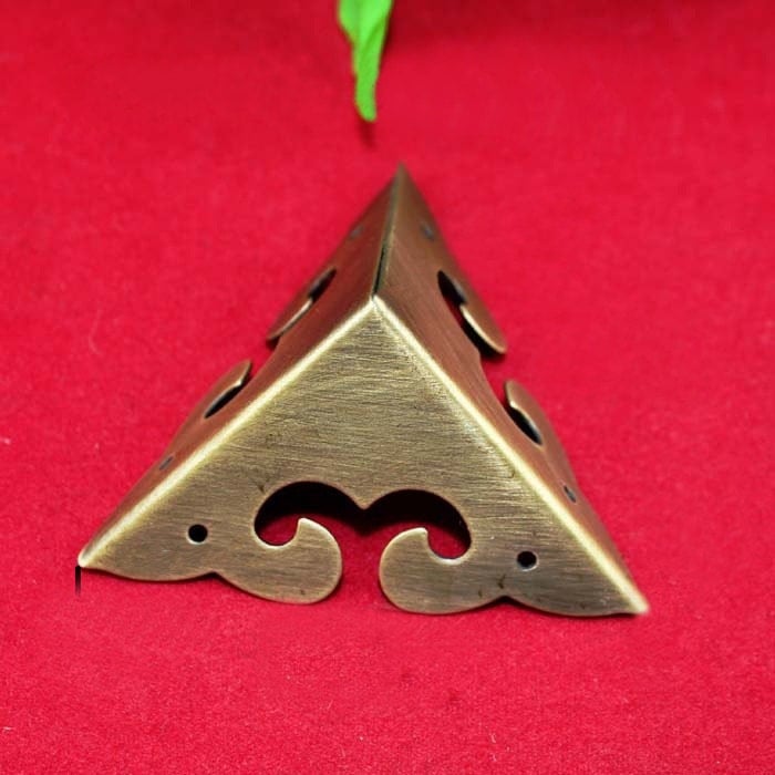 4 Gunmetal Brass Corner Caps Vintage Chinese Furniture Cover