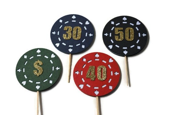 Poker chip cupcake toppers
