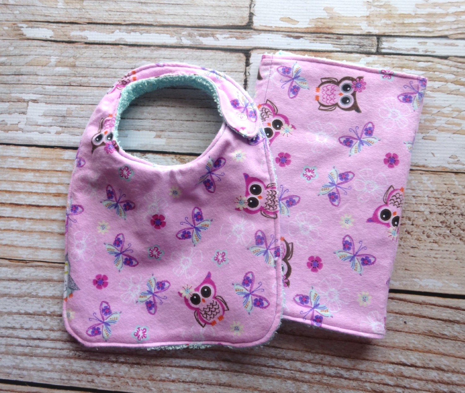 Baby Girl Bib and Burp Cloth Set Bundle by GigglesOfLove on Etsy