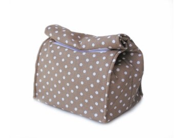 MTO Large Insulated lunch bag - Beige/polka dots