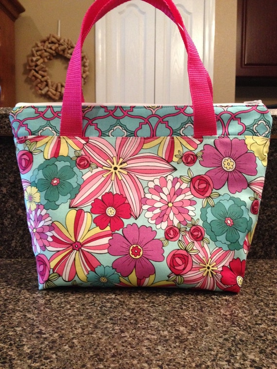 floral insulated lunch bag