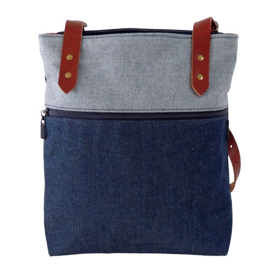 Items similar to Denim Backpack/ Denim Tote Bag/ Convertible Backpack ...
