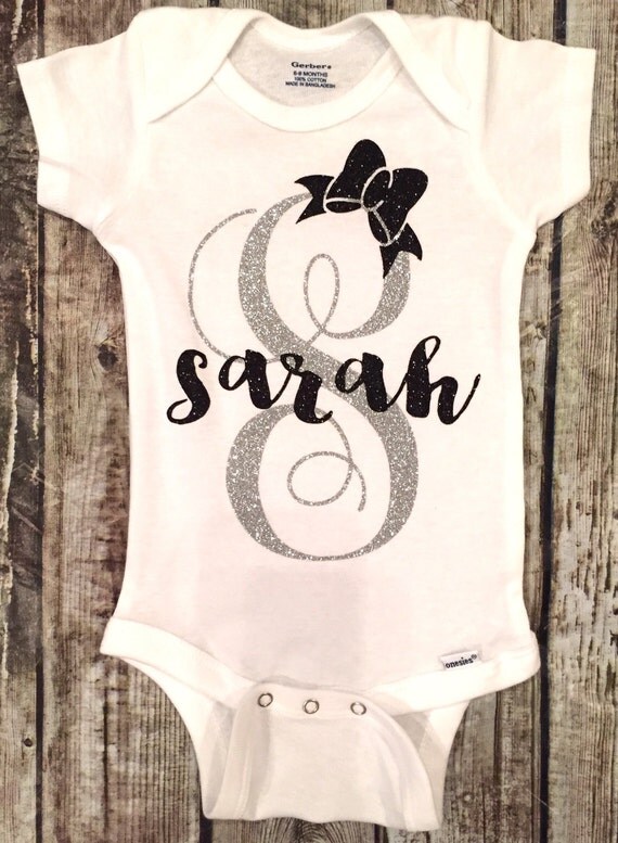 Personalized Monogram Bodysuit Sparkle Baby Girl Clothes Baby