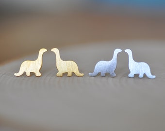Brontosaurus Earrings in Sterling Silver 925, Dinosaur Earrings, Silver Dinosaur Studs, Dinosaur Jewelry, Jurassic Park, Jurassic World