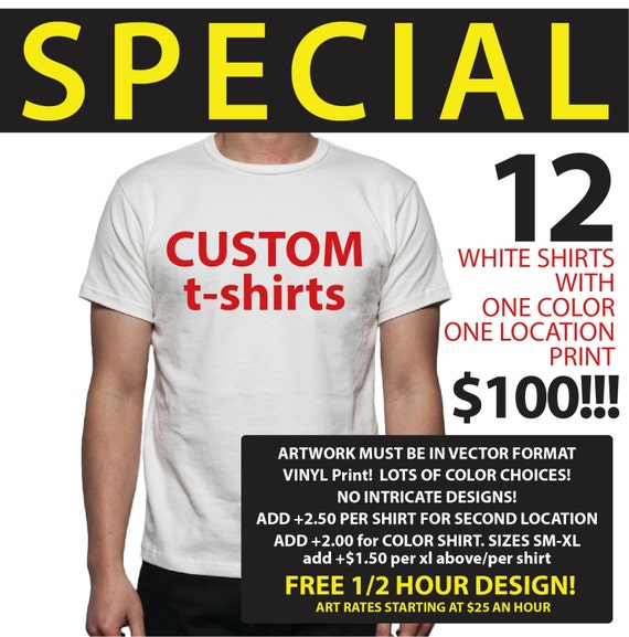 Custom Tshirts with a one color print design for a dozen