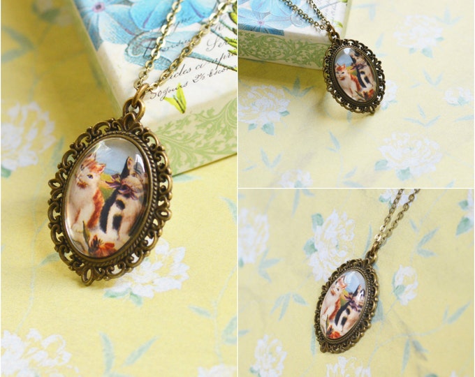 VINTAGE CAT // Oval pendant metal brass with the image of cats // Retro, Vintage, Shabby Chic // 2015 Best Trends // Fresh Gifts // Animals