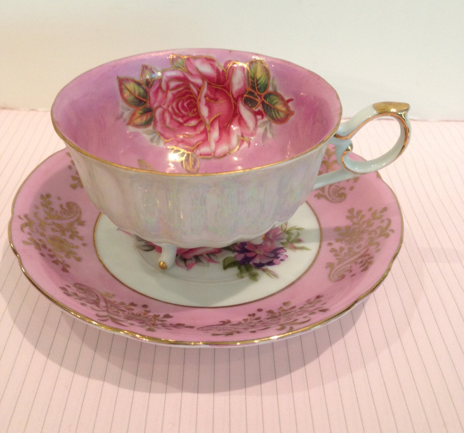 Royal Halsey Very Fine China Rose Opalescent Cup & Saucer Royal Halsey Very Fine China Worth