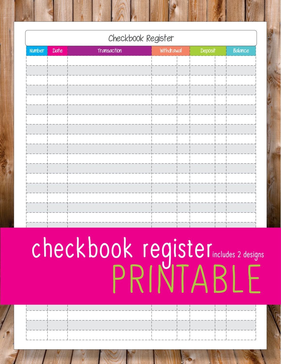 checkbook register free printable