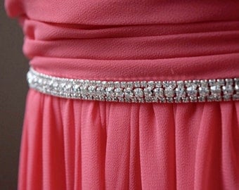 Thin Crystal Rhinestone Bridal Belt/ Bridesmaids Belt/ Hair Band - EYM B029