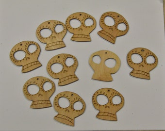 10 Wood Cut out Dia de los Muertos (Day of the Dead) Sugar Skulls