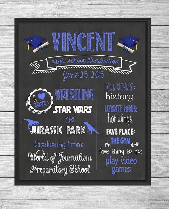 Items similar to Graduation chalkboard style sign -personalized