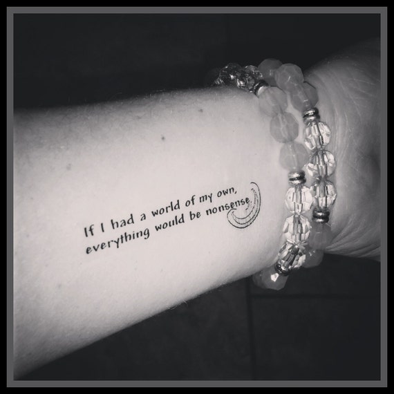 Alice in Wonderland tattoo quote Cheshire cat temporary tattoo