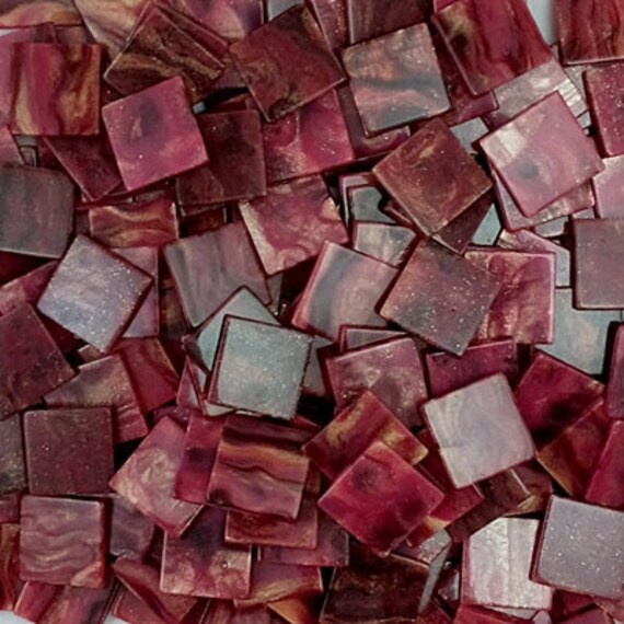 Resin mosaic tiles 15x15 mm Marble effect Rosewine
