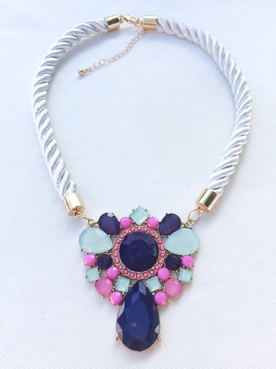 White rope statement necklace by MissJensensBoutique on Etsy