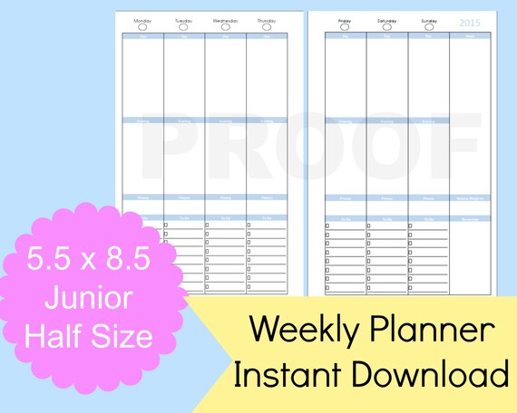 2015 daily planner printable pages half size week by commandcenter