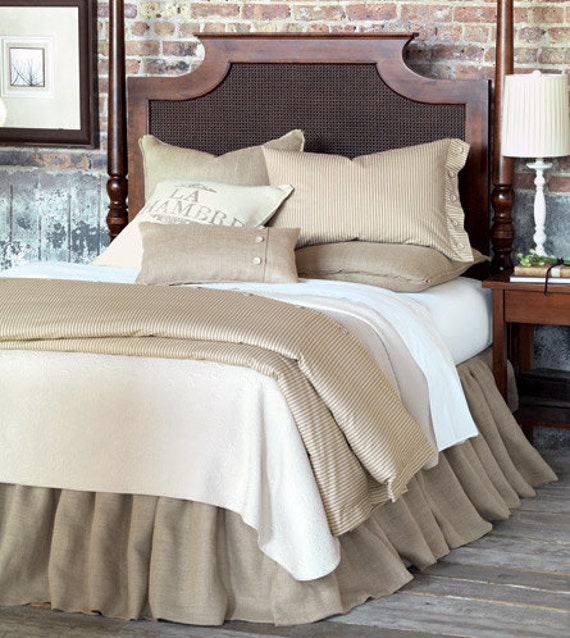 Beautiful rustic charming natural burlap bed skirt/ by zahrazart