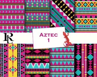 Tribal Digital Paper Pack - Digital Background - Paper background - Aztecl paper pack - tribal paper scrapbooking