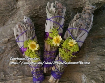 Small White Sage & Lavender Smudge/Wand Spiritual , Aura Healing, Purification, Home, Sacred Space Clearing