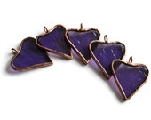 Stained Glass Hearts Set of 5 purple, Gift Tags, Topper, Package tag, Charm, Wedding/Hostess Favors, Garland, Wreath Decoration, Ornaments
