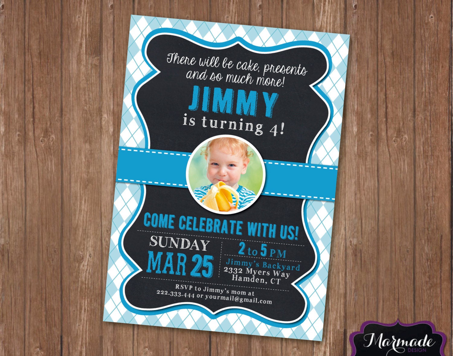 Personalized Birthday Invitation Boy Birthday By MarmadeDesign