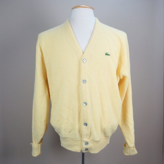 IZOD Lacoste Vintage Men's Canary Yellow V-neck Cardigan