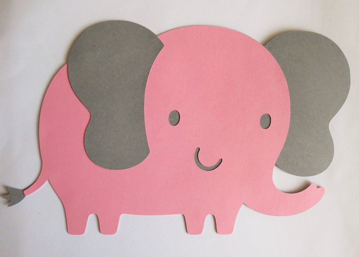 Large Pink and Grey Elephant Cut Outs Die Cuts 8 W x