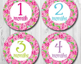 Glitter Baby Month Stickers Baby Girl Trendy Preppy Monthly