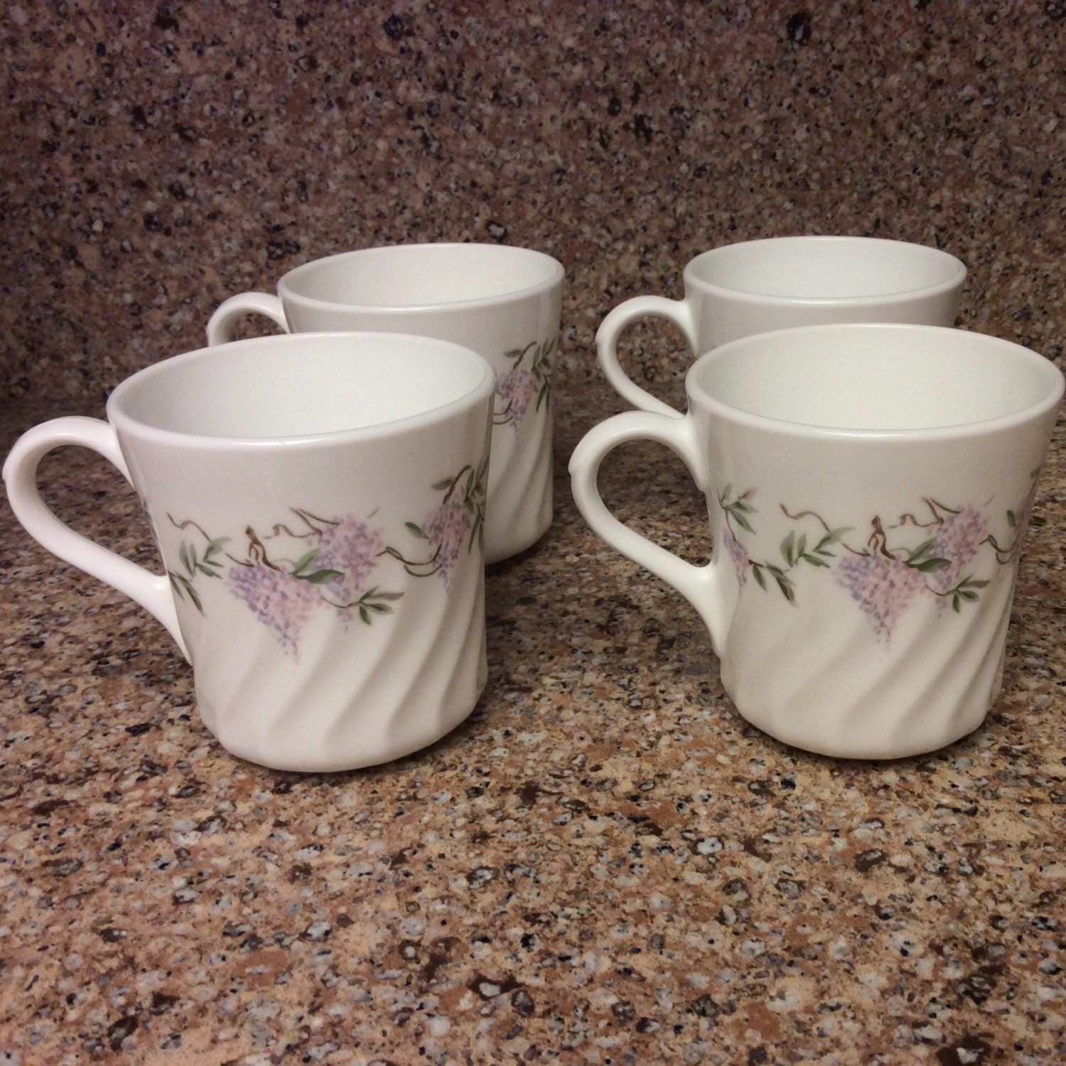 Corelle Wisteria Cups Saucers Vintage Purple Wisteria 4