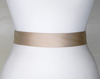 Champagne Bridal Sash, Plain Satin Wedding Belt, Satin Bridal Belt, Simple Satin Ribbon Wedding Dress Belt, 1.5" Plain Bridal Sash, LAUREN