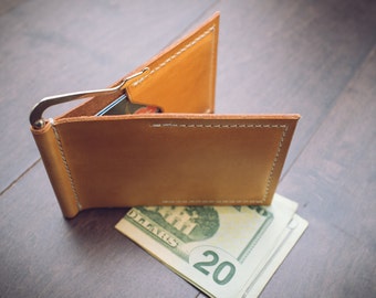 Custom Money Clip Wallet Leather. Card Wallet. Father's Day. Handmade personalized gift for your Husband, Boyfriend, Father, Groomsman.
