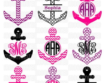 Nautical Anchor SVG Cut Files - Monogram Frames for Vinyl Cutters, Screen Printing, Silhouette, Die Cut Machines, & More
