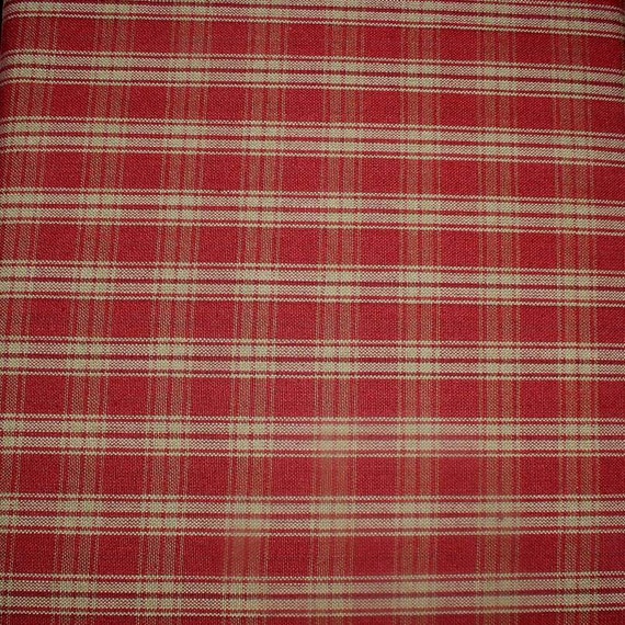 Berry Plaid Homespun Fabric Burgundy Country Red Cotton Fabric