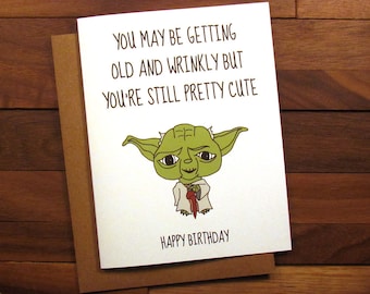 Funny Birthday Card - Star Wars Birthday Card with Recipe - Star Wars Card - Yoda Birthday Card - Yoda Card - Funny Getting Older Card