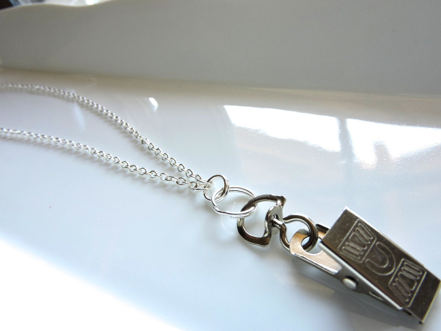 Silver ID Badge Holder Silver Chain Lanyard Chain Id Badge