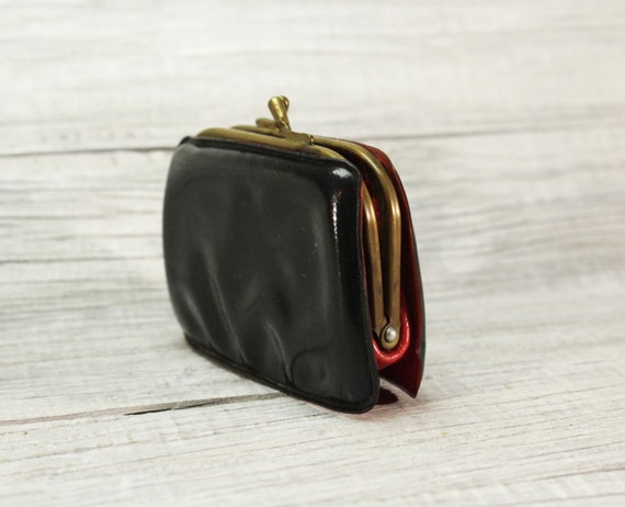 Vintage 1960&#39;s Coin Purse Kissing Clasp Metal Frame