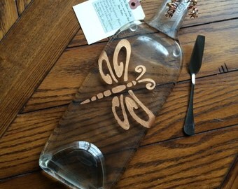 Gold Dragonfly Melted Wine Bottle Cheese Tray wine bottle spoon rest