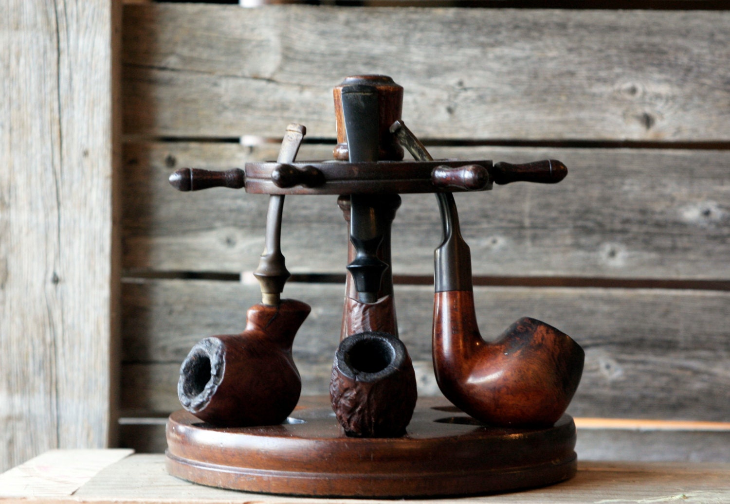 Antique Tobacco Pipe Display Rack Holder